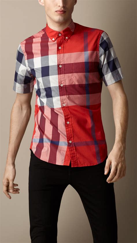 burberry red dress shirt|Designer Menswear .